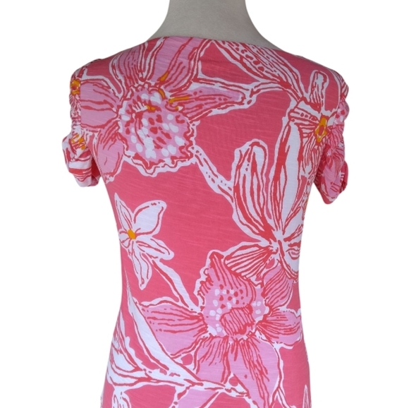 Lilly Pulitzer Boatneck Lana Ruched Sleeve Tee Size Small - Picture 6 of 9